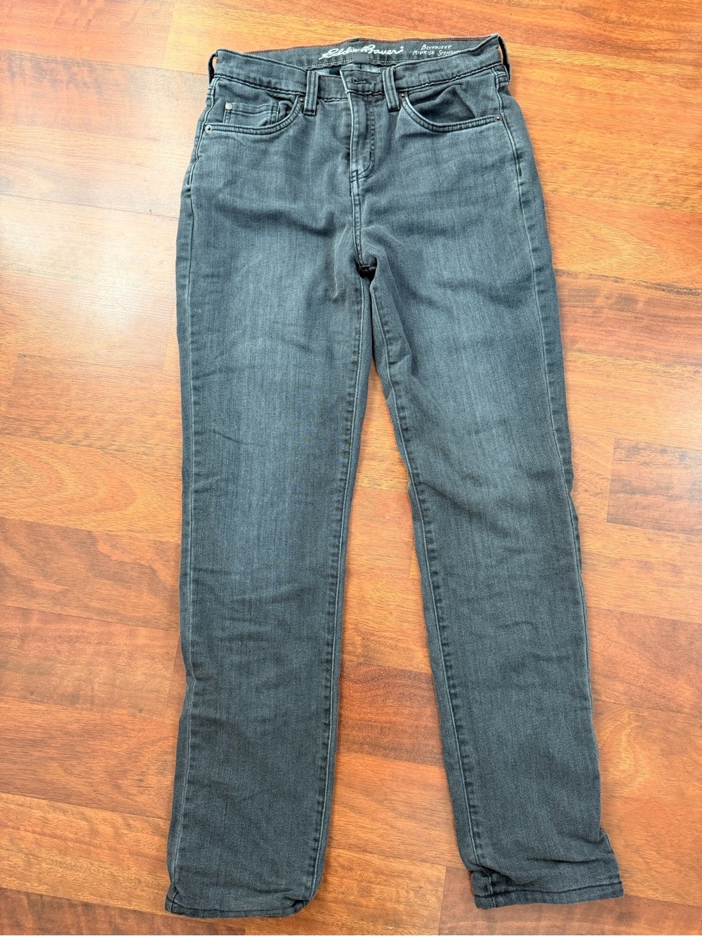 Eddie Bauer Boyfriend Mid rise jeans with plaid lining. Size 2